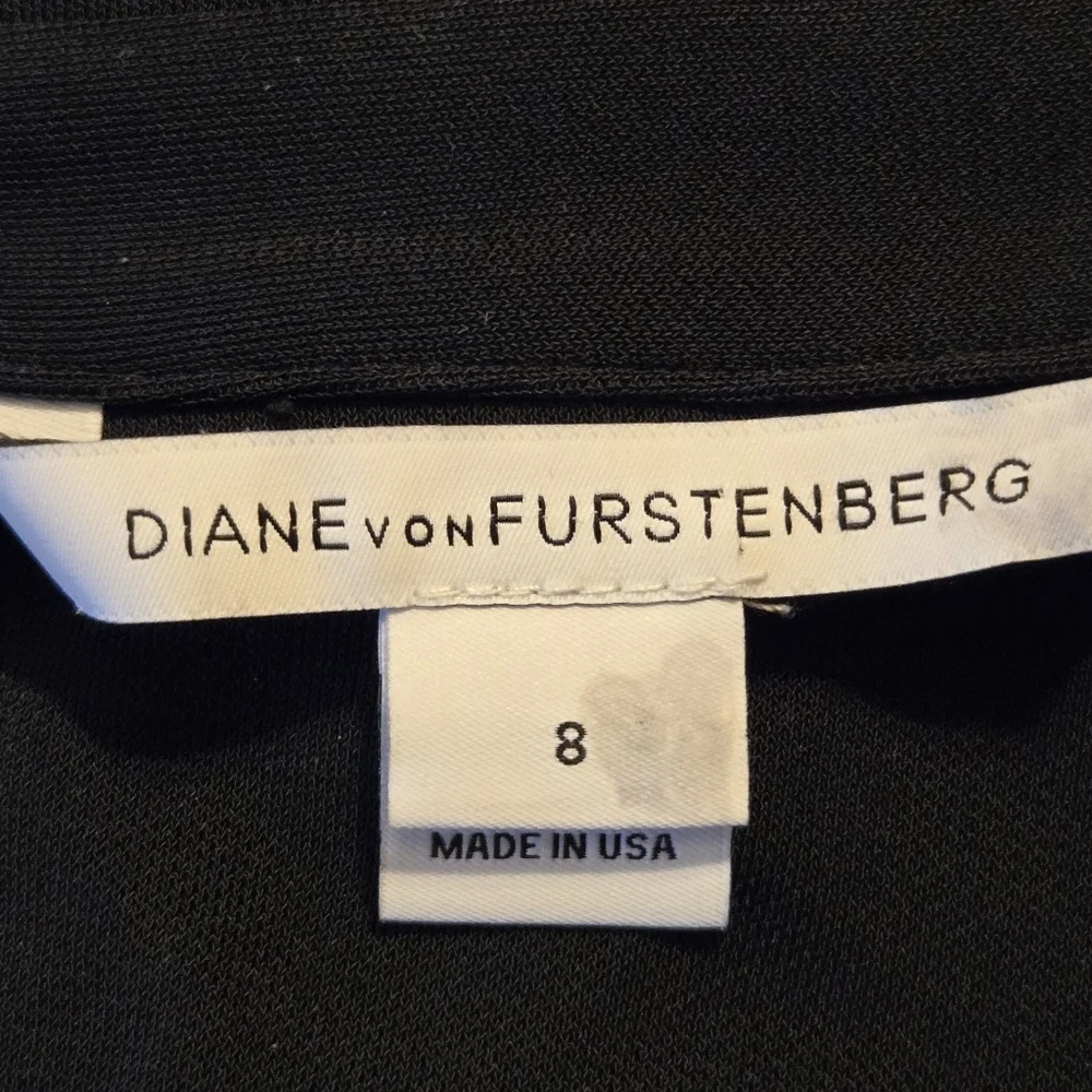 Diane Von Furstenberg Jeanne Two Womens Black Wrap Midi Dress Size 8 Made In USA - Picture 4 of 8